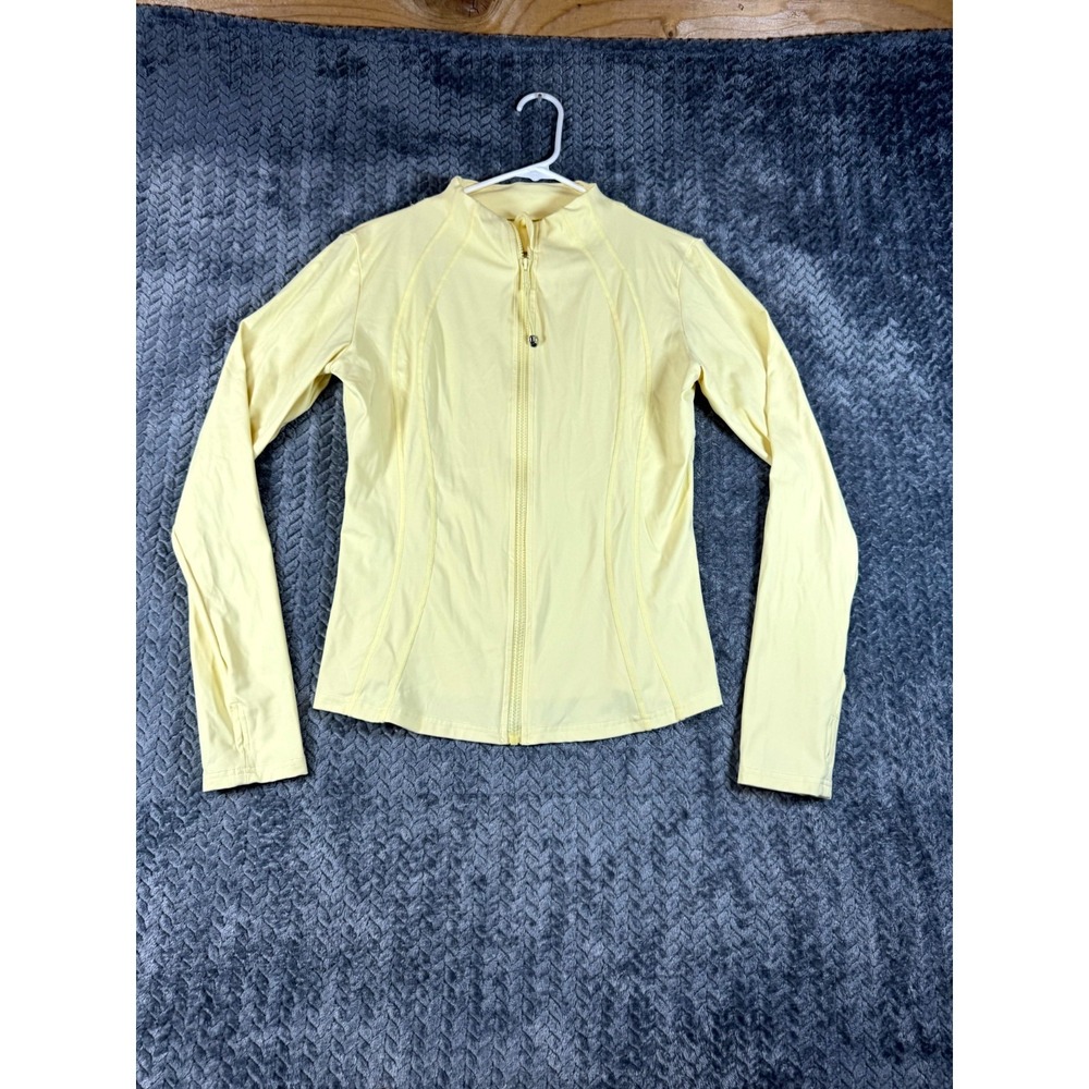 Vutru Athletic Jacket Womens XL Yellow Stretch Thumbholes Performance Full Zip